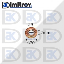 Дифтунга Ø  9 х Ø 20 х 2 mm медна
